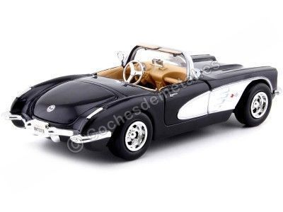 Cochesdemetal.es 1959 Chevrolet Corvette (C1) Negro / Blanco 1:24 Motor Max 73216 2