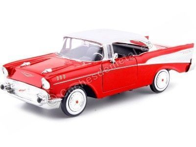 Cochesdemetal.es 1957 Chevrolet Bel Air Rojo/Blanco 1:24 Motor Max 73228