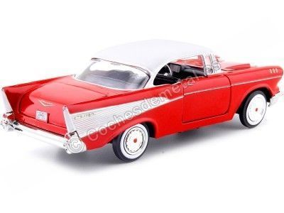 Cochesdemetal.es 1957 Chevrolet Bel Air Rojo/Blanco 1:24 Motor Max 73228 2