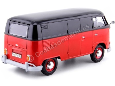 CARSDEMETAL.ES 1967 Volkswagen Type 2 (T1) Van Red / Black Pannel 1:24 Max 79342 MOTEUR 2