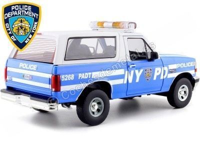 1992 Ford Bronco "Police NYPD" Azul/Blanco 1:18 Greenlight 19087 Cochesdemetal.es 2