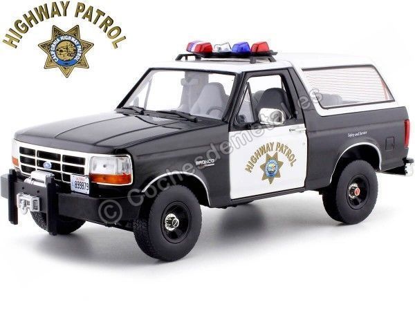 Cochesdemetal.es 1995 Ford Bronco "California Highway Patrol" Negro / Blanco 1:18 Greenlight 19089