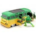 Cochesdemetal.es 1962 Volkswagen VW Bus T1 + Leonardo "Tortugas Ninja" 1:24 Jada Toys 31786/253285000