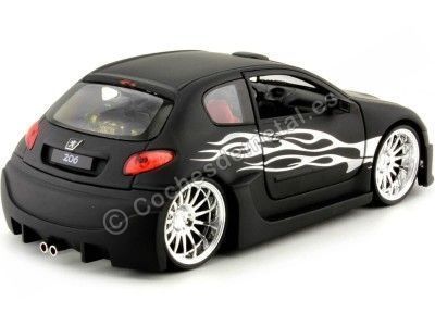 2003 Peugeot 206 Tuning Negro Mate 1:24 Welly 22486 Cochesdemetal.es 2
