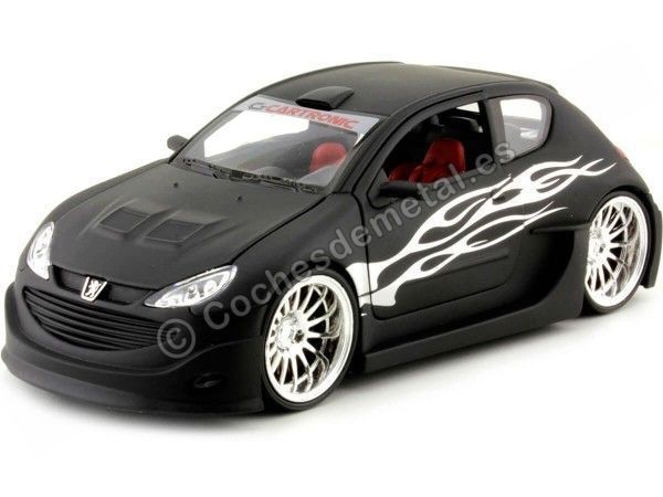 Cochesdemetal.es 2003 Peugeot 206 Tuning Negro Mate 1:24 Welly 22486