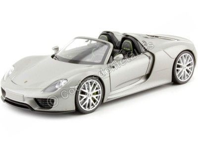 Cochesdemetal.es 2013 Porsche 918 Spyder Open Top Gris Metalizado 1:24 Welly 24055