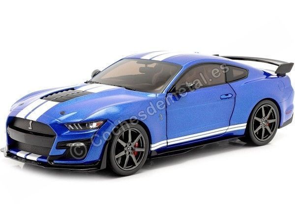 Cochesdemetal.es 2020 Ford Mustang Shelby GT500 Fast Track Performance Azul/Blanco 1:18 Solido S1805901