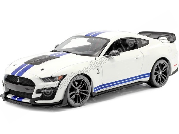 Carsdemetal.es 2020 Ford Mustang Shelby GT500 blanc / bleu 1:18 MAISTO 31452 en liquidation