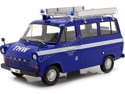 1965 Ford Transit Bus "Asociación Alemana THW" Azul 1:18 KK-Scale 180468 Cochesdemetal.es