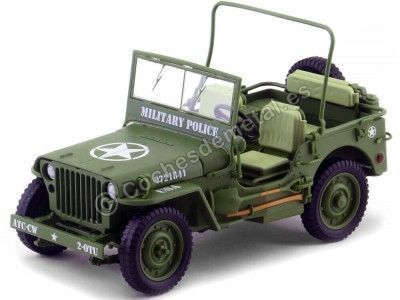 1944 Jeep Willys Policía Militar Verde Caqui 1:18 American Diorama 77406 Cochesdemetal.es