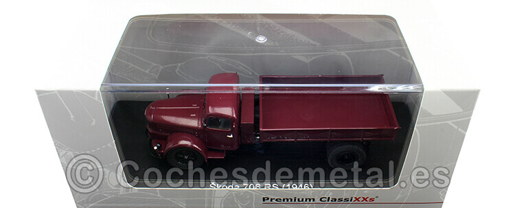 1952 Skoda 706 RS Camión de Plataforma 2 Ejes Granate 1:43 Premium ClassiXXs PCL47128