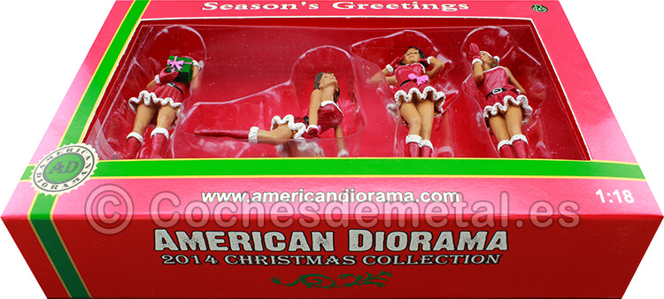 Set 4 figuras Chicas de Navidad 1:18 American Diorama 23848