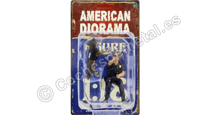 Figura de Resina Unidad K9 Oficial de Policía II + Perro Policía 1:18 American Diorama 38164