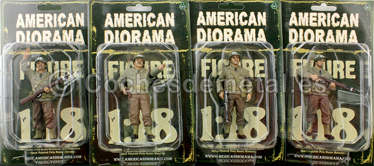 Set 4 Figuras de Resina WWII US Policía Militar 1:18 American Diorama 77414/77415/77416/77417