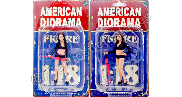 Figura de Resina Chica Paragüera, Set de 2 1:18 American Diorama 77435 77436