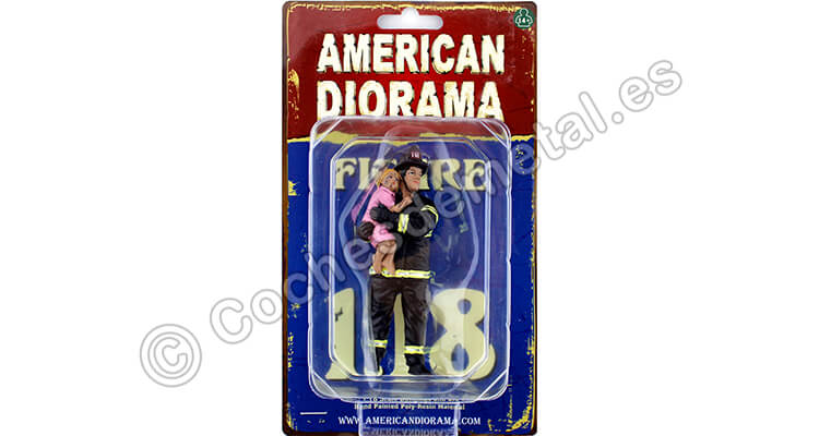 Figura de Resina Bombero Salvando la Vida 1:18 American Diorama 77460