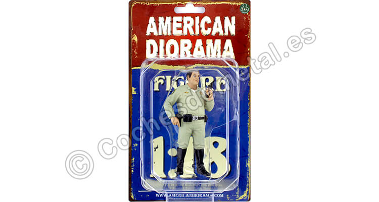 Figura de Resina Policía de Tráfico Hablando por Radio 1:18 American Diorama 77466