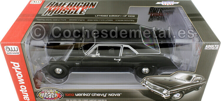 1969 Chevrolet Nova Yenko Coupe Black 1:18 Auto World AMM1178