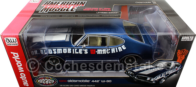 1969 Oldsmobile Cutlass 442 W-30 Azul Trofeo 1:18 Auto World AMM1235