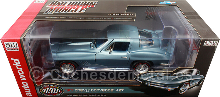 1967 Chevrolet Corvette 427 Azul 1:18 Auto World AMM1241