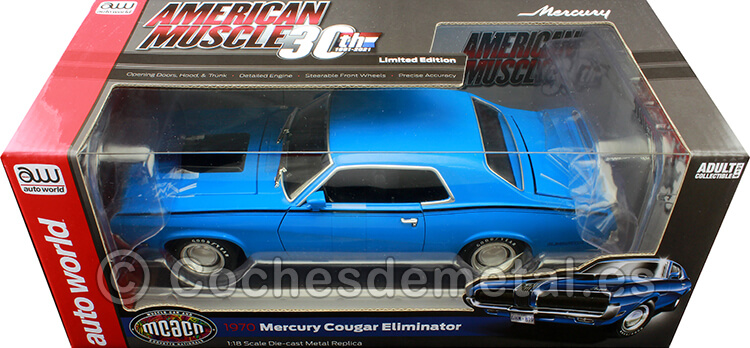 1970 Mercury Cougar Hardtop (mcacn) Azul/Negro 1:18 Auto World AMM1253