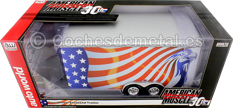 2021 Remolque Cerrado Bandera Americana 1:18 Auto World AMM1266