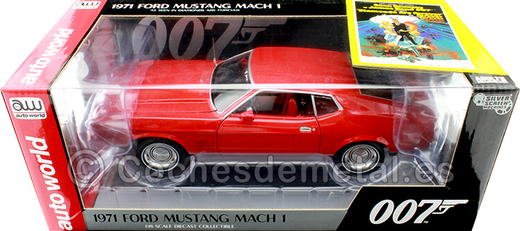 1971 Ford Mustang MACH 1 007 James Bond - Diamantes Para La Eternidad Rojo 1:18 Auto World AWSS126