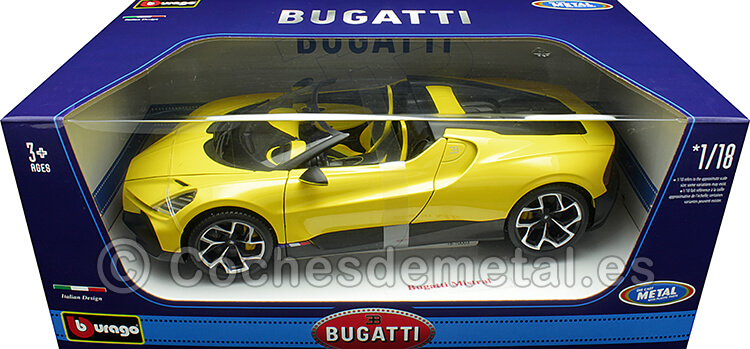 2023 Bugatti W16 Mistral Convertible Amarillo 1:18 Bburago 11051