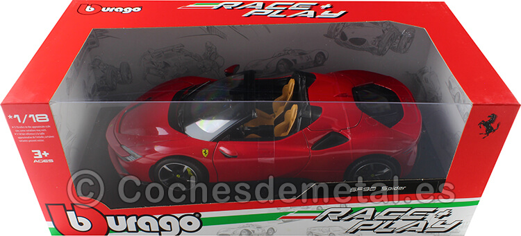 2021 Ferrari SF90 Stradale Hybrid Spider Rojo 1:18 Bburago 16016
