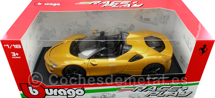 2021 Ferrari SF90 Stradale Hybrid Spider Metallic Gold 1:18 Bburago 16016
