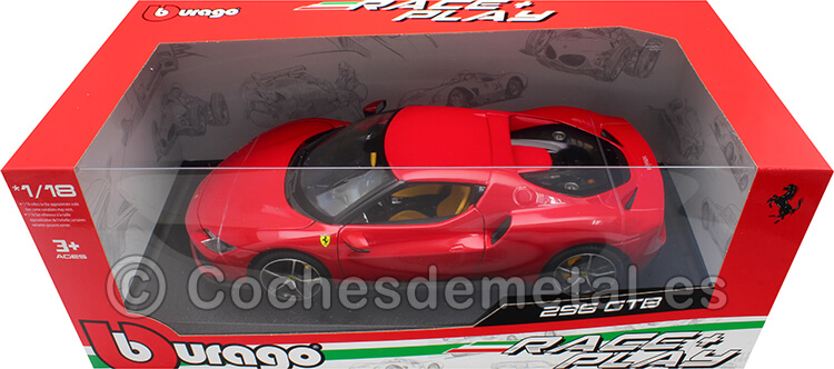2021 Ferrari 296 GTB Hybrid 830HP V6 Rojo 1:18 Bburago 16018