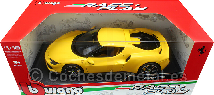 2021 Ferrari 296 GTB Hybrid 830HP V6 Amarillo 1:18 Bburago 16018