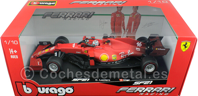 2021 Scuderia Ferrari F1 SF21 Nº16 Charles Leclerc Rojo Scuderia 1:18 Bburago 16809L
