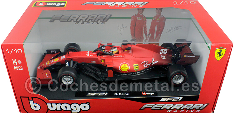 2021 Scuderia Ferrari F1 SF21 Nº55 Carlos Sainz Rojo Scuderia 1:18 Bburago 16809S