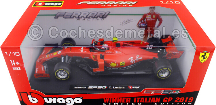2019 Scuderia Ferrari SF90 Nº16 Leclerc Ganador F1 GP Italia 1:18 Bburago 16810