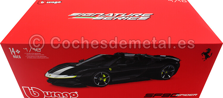 2021 Ferrari SF90 Spider Assetto Fiorano Negro/Blanco 1:18 Bburago 16910