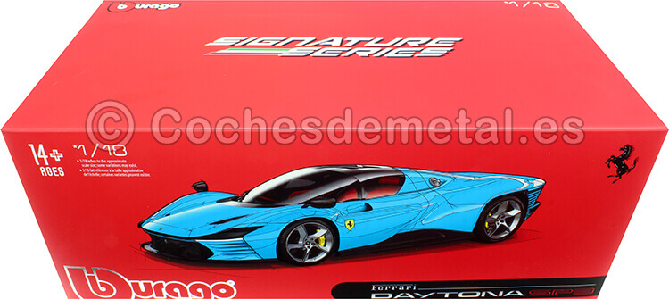 2022 Ferrari Daytona SP3 Baby Blue 1:18 Bburago Signature Series 16912