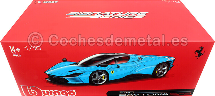 2022 Ferrari Daytona SP3 + Vitrina Baby Blue 1:18 Bburago Signature Series 16920