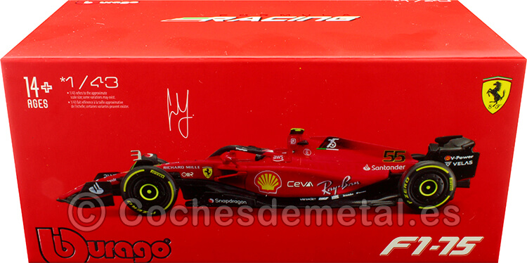 2022 Ferrari F1-75 Nº55 Carlos Sainz Scudería Ferrari 1:43 Bburago Signature Series 36831S