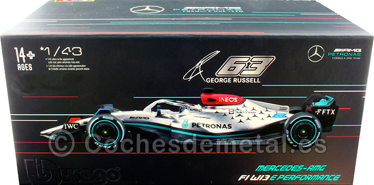 2022 Mercedes F1 W13E Nº63 George Russell Mercedes-AMG Petronas 1:43 Bburago Signature Series 38066R
