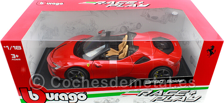 2020 Ferrari SF90 Stradale Hybid Spider Rojo 1:18 Bburago 18016
