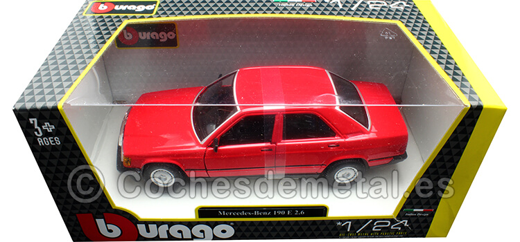 1987 Mercedes-Benz 190E 2.6 (W201) Rojo 1:24 Bburago 21103
