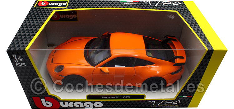 2021 Porsche 911 (992) GT3 Naranja Lava 1:24 Bburago 21104