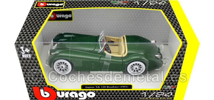 1951 Jaguar XK 120 Roadster Verde 1:24 Bburago 22018GR