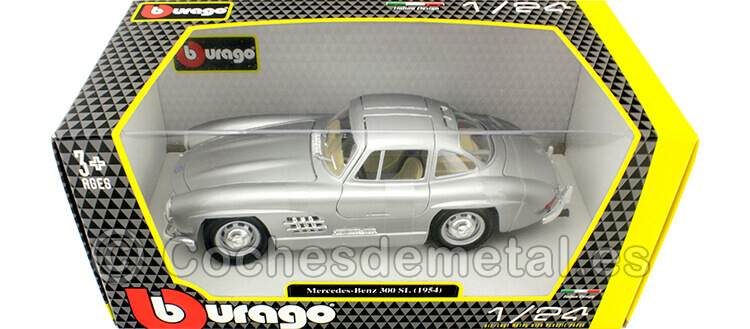 1954 Mercedes-Benz 300 SL (W198) Alas de Gaviota Gris 1:24 Bburago 22023