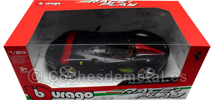 2019 Ferrari Monza SP1 Barchetta Monoposto Negro/Rojo 1:24 Bburago 26027