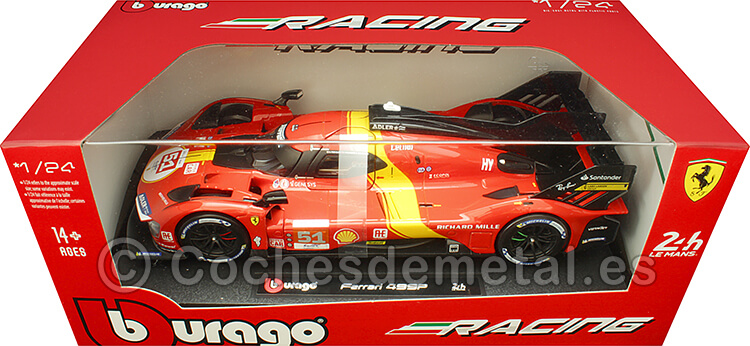 2023 Ferrari 499P 3.0L Turbo V6 Nº51 Guidi/Calado/Giovinazzi Ganador 24h LeMans 1:24 Bburago 26309-51