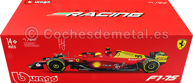 2022 Scudería Ferrari F1-75 Nº55 Carlos Sainz GP F1 Monza 1:24 Bburago 26806S
