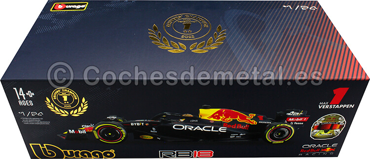 2022 Red Bull Racing F1 RB18 Team Oracle Nº1 Max Verstappen Campeón del Mundo 1:24 Bburago 18-28026V