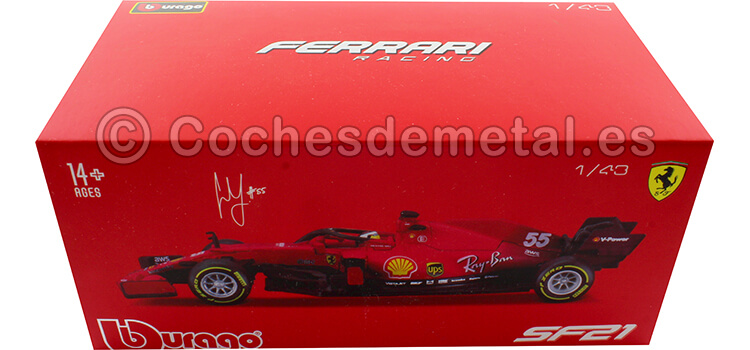 2021 Scuderia Ferrari F1 SF21 Nº55 Carlos Sainz Rojo Scuderia 1:43 Bburago Signature Series 36828S